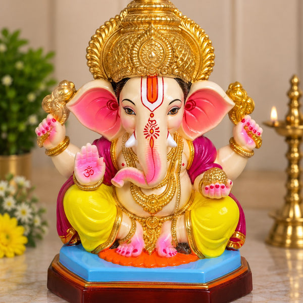 Swarna Mukut Ganesha - hand-painted Ganesha idol
