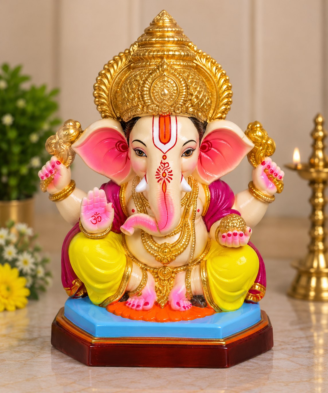 Swarna Mukut Ganesha - hand-painted Ganesha idol