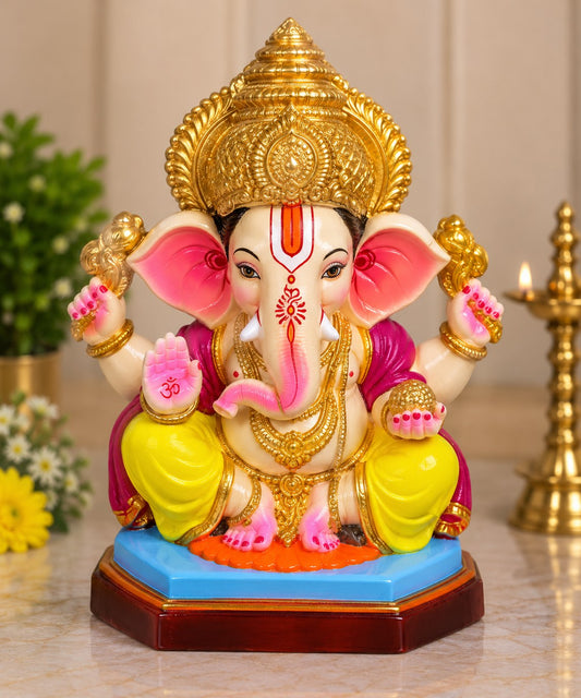Swarna Mukut Ganesha - hand-painted Ganesha idol