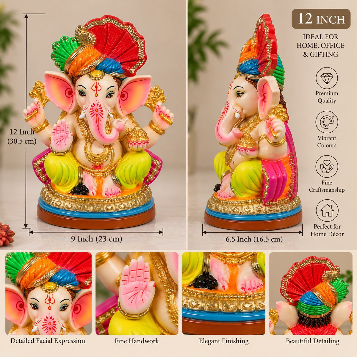 Utsav Ganesha - size guide and detail views