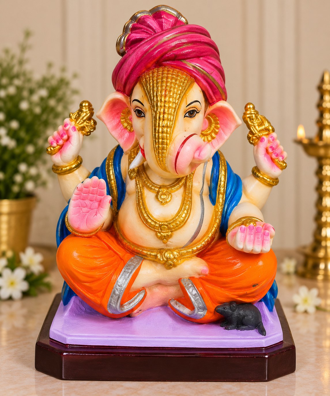 Chhota Raja Ganesha - hand-painted Ganesha idol