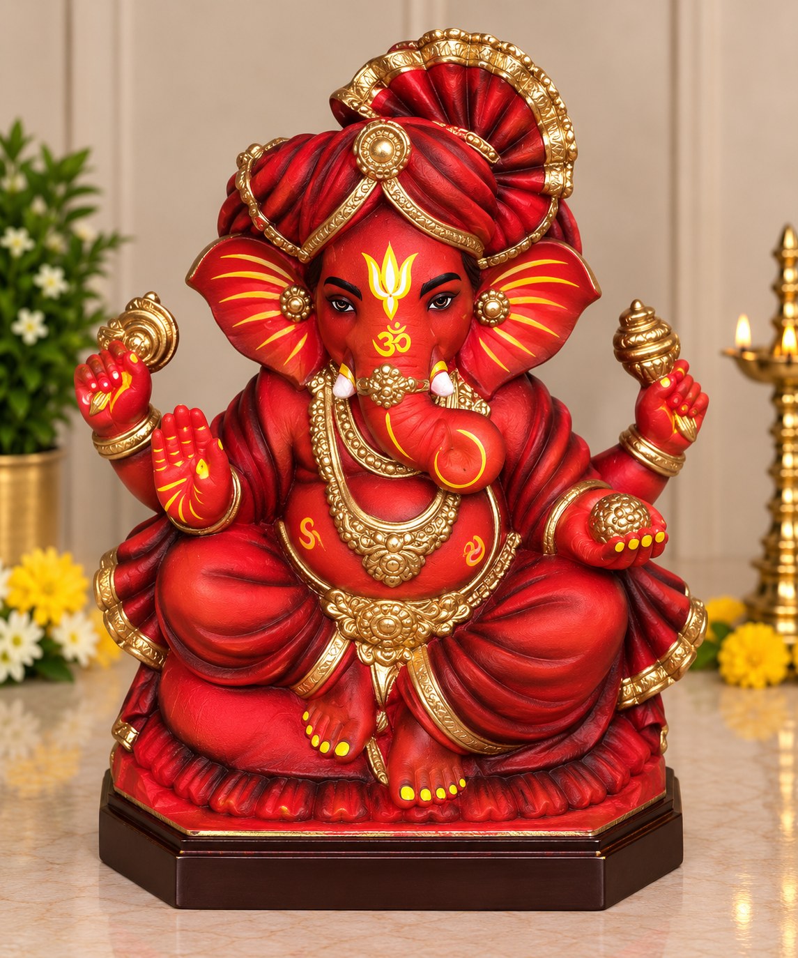 Sindoori Ganesha - hand-painted Ganesha idol