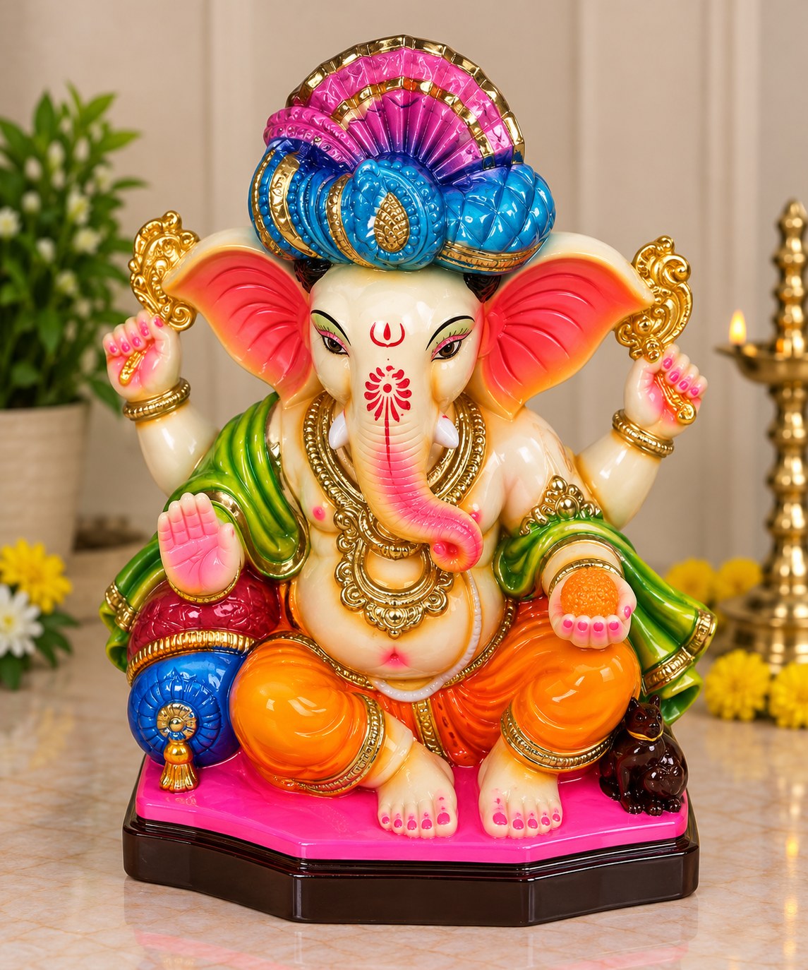 Peshwai Ganesha - hand-painted Ganesha idol