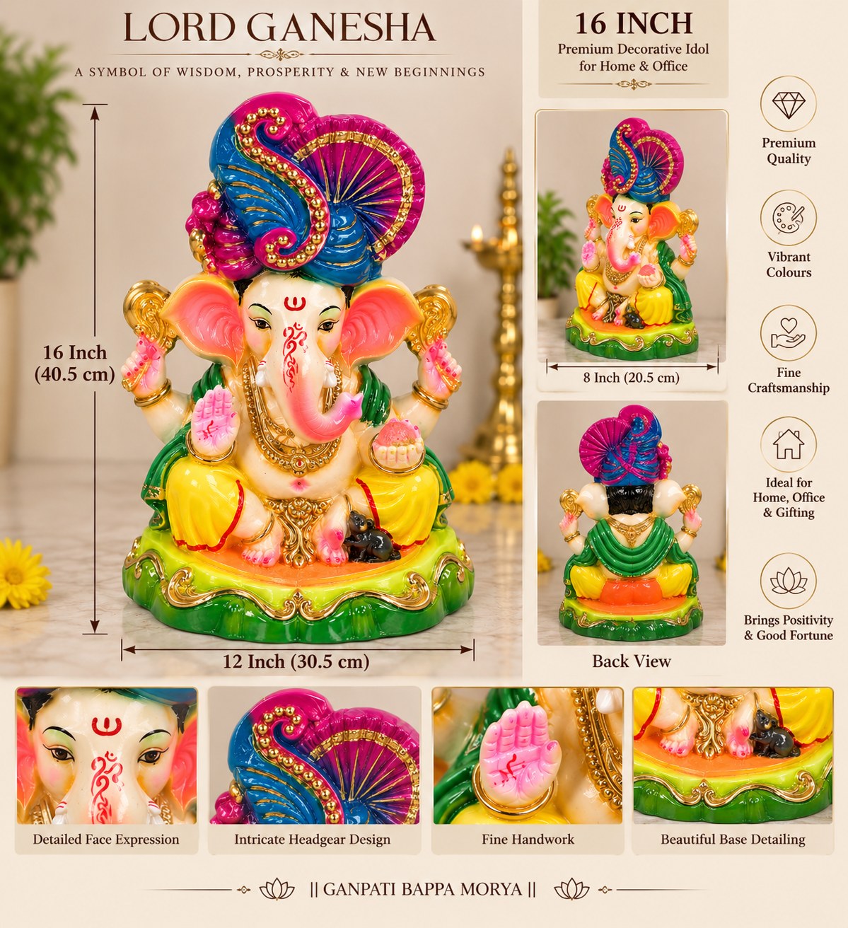 Kamal Ganesha - size guide and detail views